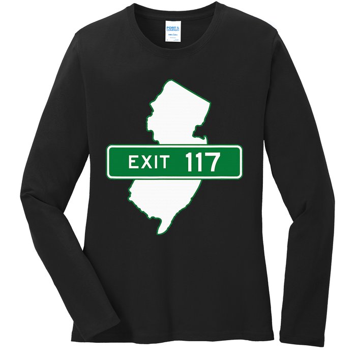 New Jersey Nj Gsp Garden State Parkway Exit Sign 117 Ladies Long Sleeve Shirt