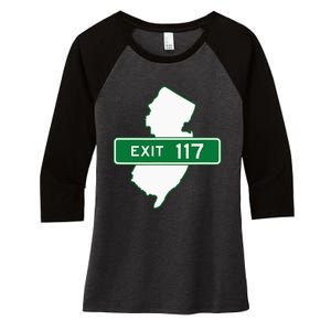 New Jersey Nj Gsp Garden State Parkway Exit Sign 117 Women's Tri-Blend 3/4-Sleeve Raglan Shirt