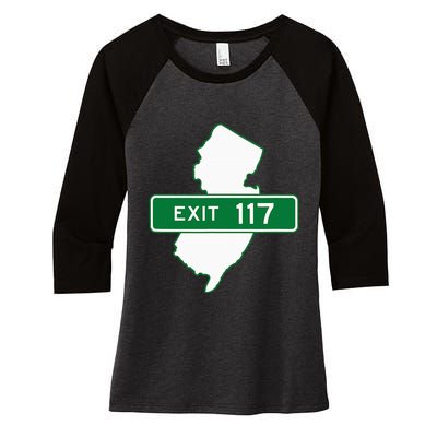 New Jersey Nj Gsp Garden State Parkway Exit Sign 117 Women's Tri-Blend 3/4-Sleeve Raglan Shirt