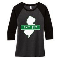 New Jersey Nj Gsp Garden State Parkway Exit Sign 117 Women's Tri-Blend 3/4-Sleeve Raglan Shirt