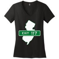 New Jersey Nj Gsp Garden State Parkway Exit Sign 117 Women's V-Neck T-Shirt