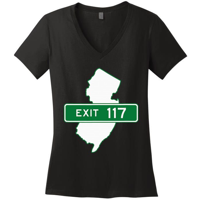 New Jersey Nj Gsp Garden State Parkway Exit Sign 117 Women's V-Neck T-Shirt