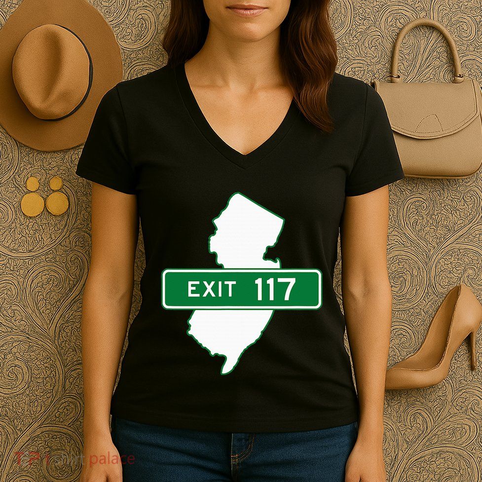 New Jersey Nj Gsp Garden State Parkway Exit Sign 117 Women's V-Neck T-Shirt