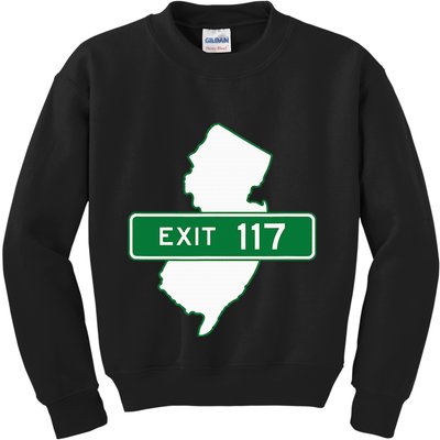 New Jersey Nj Gsp Garden State Parkway Exit Sign 117 Kids Sweatshirt