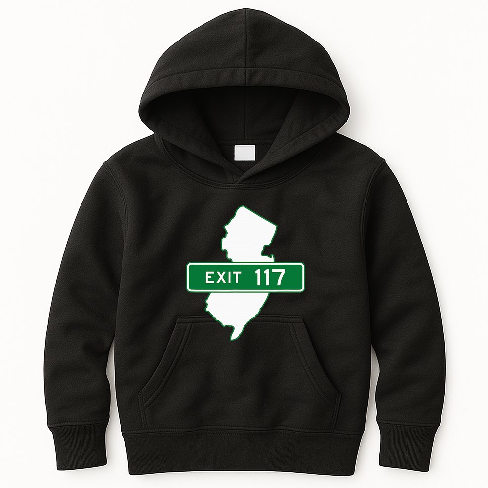 New Jersey Nj Gsp Garden State Parkway Exit Sign 117 Kids Hoodie