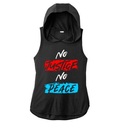 No Justice No Peace Ladies PosiCharge Tri-Blend Wicking Draft Hoodie Tank