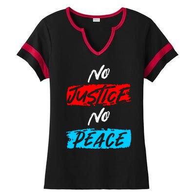 No Justice No Peace Ladies Halftime Notch Neck Tee