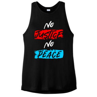 No Justice No Peace Ladies PosiCharge Tri-Blend Wicking Tank