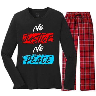 No Justice No Peace Women's Long Sleeve Flannel Pajama Set 