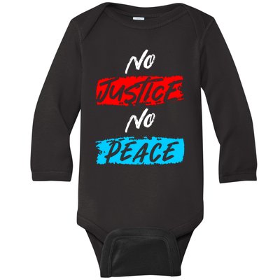 No Justice No Peace Baby Long Sleeve Bodysuit