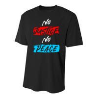 No Justice No Peace Youth Performance Sprint T-Shirt