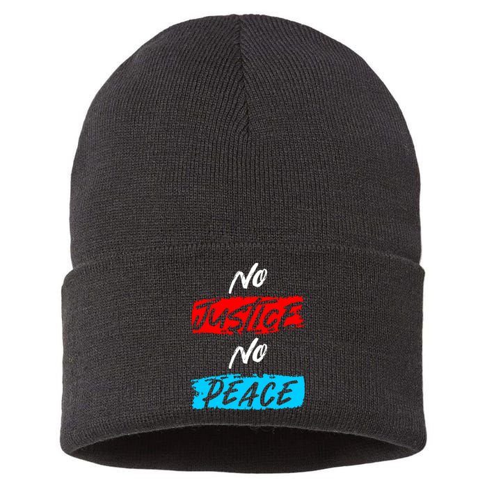 No Justice No Peace Sustainable Knit Beanie