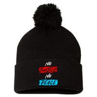 No Justice No Peace Pom Pom 12in Knit Beanie