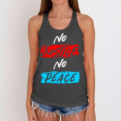 No Justice No Peace Women's Knotted Racerback Tank