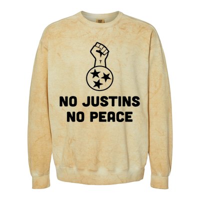 No Justins No Peace Tennessee Three Colorblast Crewneck Sweatshirt