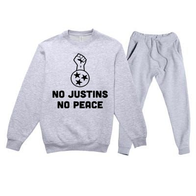 No Justins No Peace Tennessee Three Premium Crewneck Sweatsuit Set