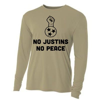 No Justins No Peace Tennessee Three Cooling Performance Long Sleeve Crew