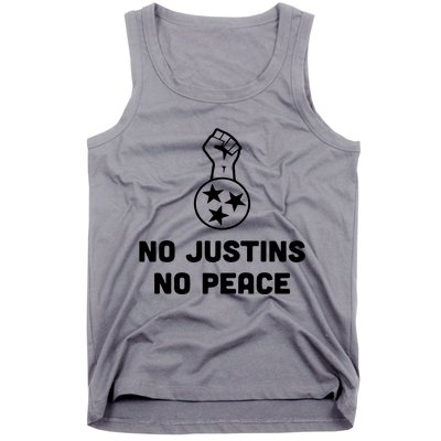 No Justins No Peace Tennessee Three Tank Top