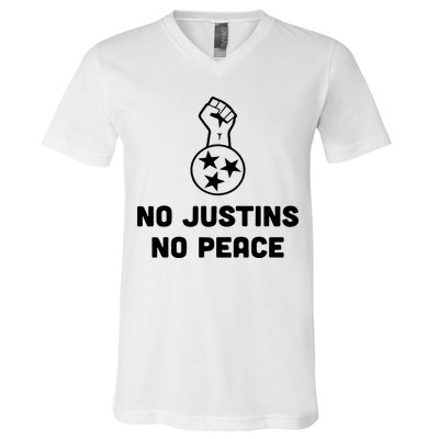 No Justins No Peace Tennessee Three V-Neck T-Shirt