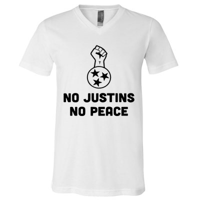 No Justins No Peace Tennessee Three V-Neck T-Shirt