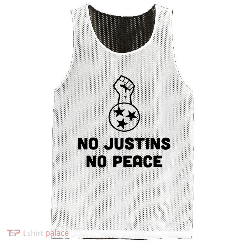 No Justins No Peace Tennessee Three Mesh Reversible Basketball Jersey Tank