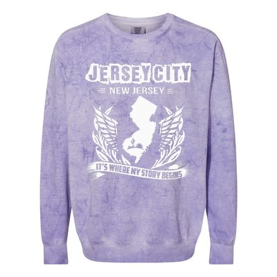 New Jersey Nj State Classic City Where My Story Begins Colorblast Crewneck Sweatshirt