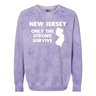 New Jersey Only The Strong Survive Funny New Jersey Colorblast Crewneck Sweatshirt