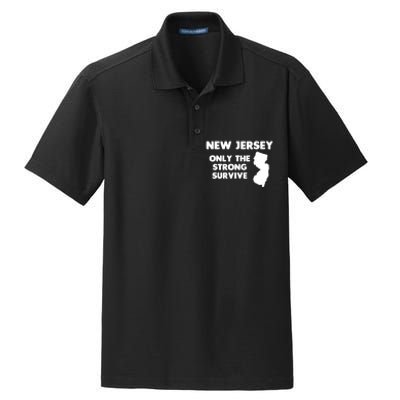 New Jersey Only The Strong Survive Funny New Jersey Dry Zone Grid Polo