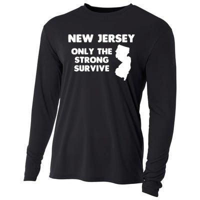 New Jersey Only The Strong Survive Funny New Jersey Cooling Performance Long Sleeve Crew