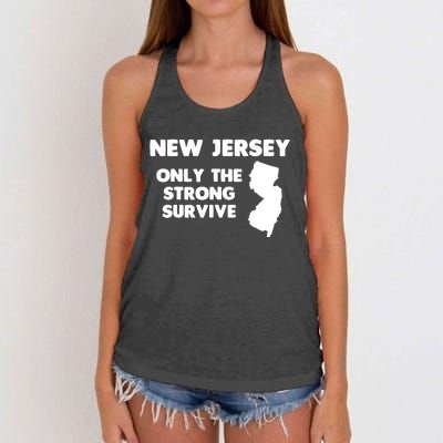 New Jersey Only The Strong Survive Funny New Jersey Women's Knotted Racerback Tank