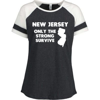 New Jersey Only The Strong Survive Funny New Jersey Enza Ladies Jersey Colorblock Tee