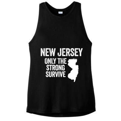 New Jersey Only The Strong Survive Funny Ladies PosiCharge Tri-Blend Wicking Tank