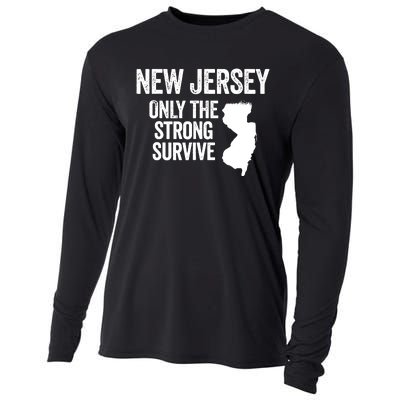 New Jersey Only The Strong Survive Funny Cooling Performance Long Sleeve Crew