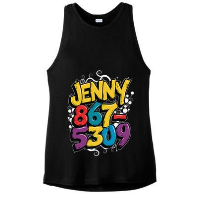 Nostalgic Jenny Phone Number 867 5309 Retro Music 80s Funny Ladies PosiCharge Tri-Blend Wicking Tank