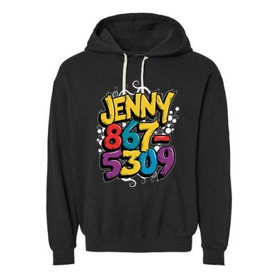 Nostalgic Jenny Phone Number 867 5309 Retro Music 80s Funny Garment-Dyed Fleece Hoodie