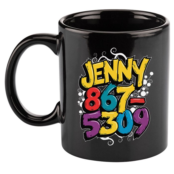 Nostalgic Jenny Phone Number 867 5309 Retro Music 80s Funny 11oz C Handle Ceramic Mug