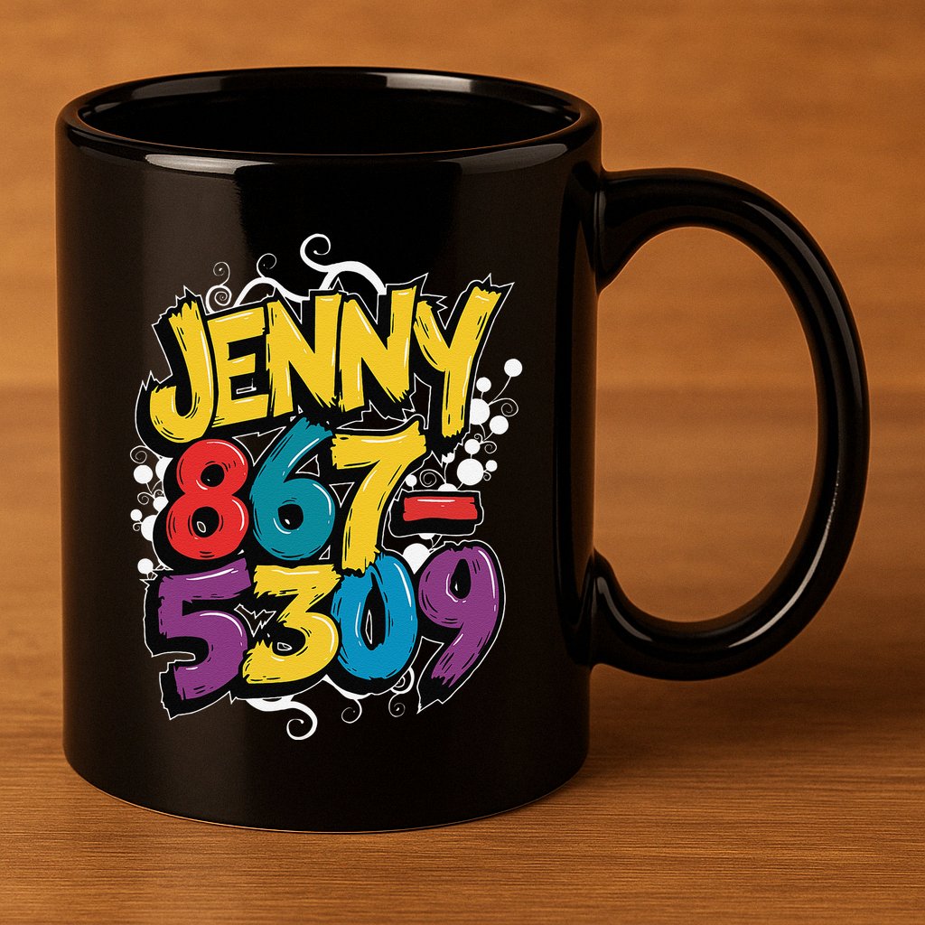 Nostalgic Jenny Phone Number 867 5309 Retro Music 80s Funny 11oz C Handle Ceramic Mug