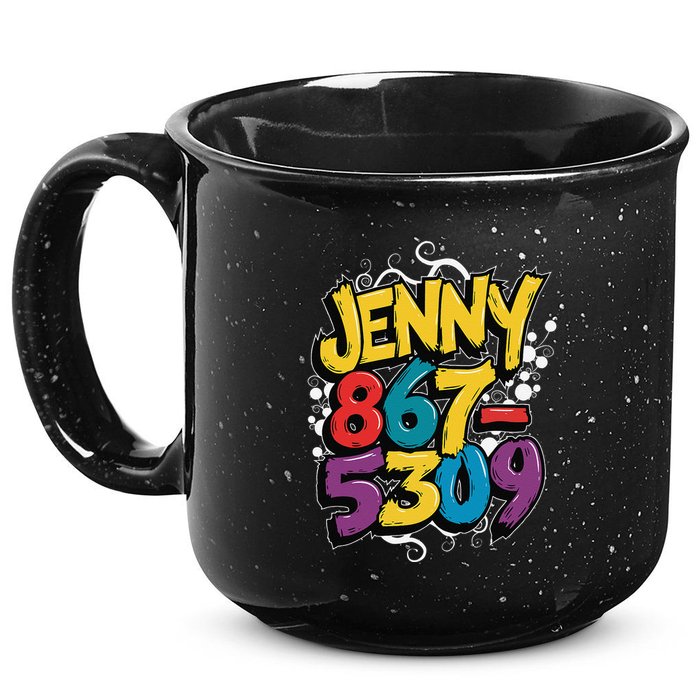 Nostalgic Jenny Phone Number 867 5309 Retro Music 80s Funny 15oz Campfire Ceramic Mug