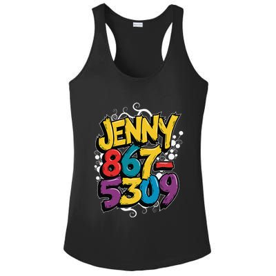 Nostalgic Jenny Phone Number 867 5309 Retro Music 80s Funny Ladies PosiCharge Competitor Racerback Tank