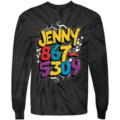 Nostalgic Jenny Phone Number 867 5309 Retro Music 80s Funny Tie-Dye Long Sleeve Shirt