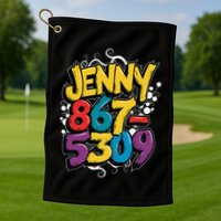 Nostalgic Jenny Phone Number 867 5309 Retro Music 80s Funny Golf Towel