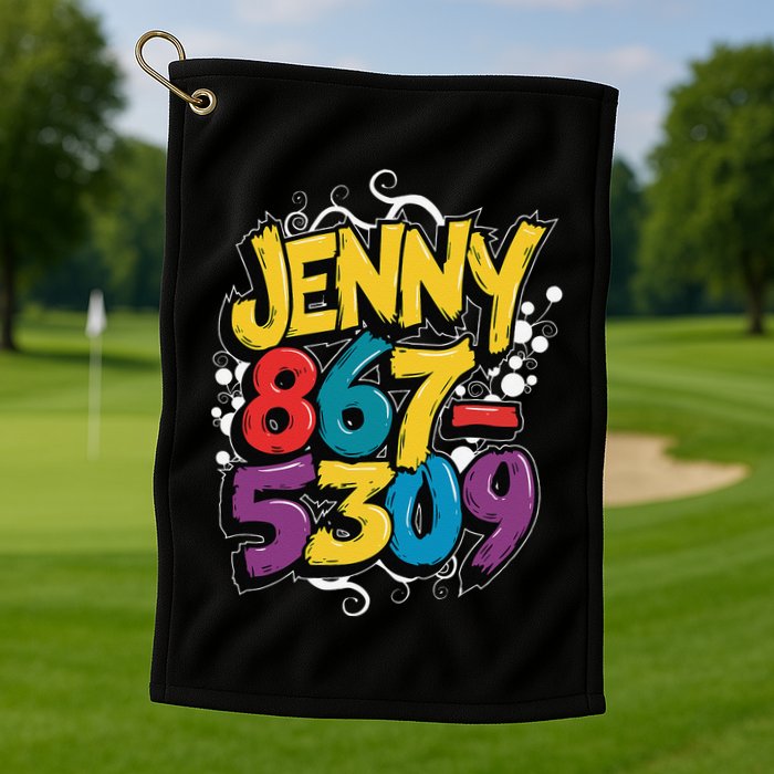 Nostalgic Jenny Phone Number 867 5309 Retro Music 80s Funny Golf Towel