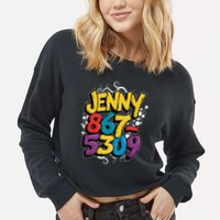 Nostalgic Jenny Phone Number 867 5309 Retro Music 80s Funny Cropped Pullover Crew