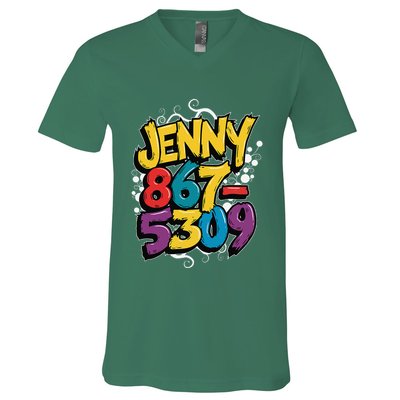 Nostalgic Jenny Phone Number 867 5309 Retro Music 80s Funny V-Neck T-Shirt
