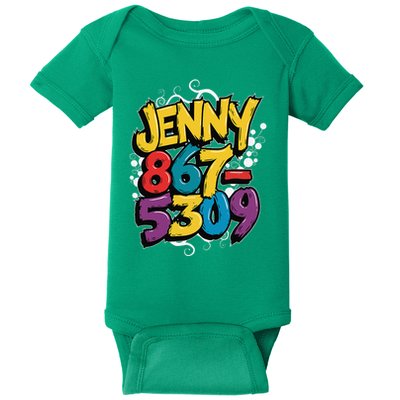 Nostalgic Jenny Phone Number 867 5309 Retro Music 80s Funny Baby Bodysuit