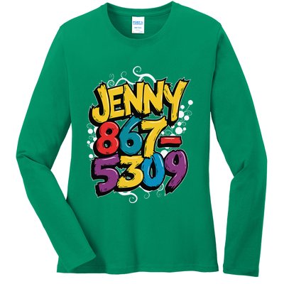 Nostalgic Jenny Phone Number 867 5309 Retro Music 80s Funny Ladies Long Sleeve Shirt