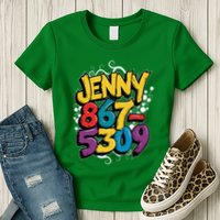 Nostalgic Jenny Phone Number 867 5309 Retro Music 80s Funny Womens T-Shirt