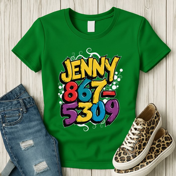 Nostalgic Jenny Phone Number 867 5309 Retro Music 80s Funny Womens T-Shirt