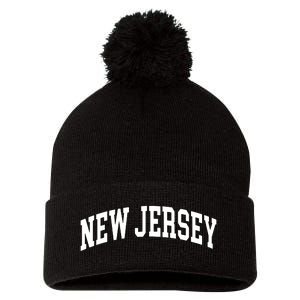 New Jersey Throwback Design Print Classic Pom Pom 12in Knit Beanie