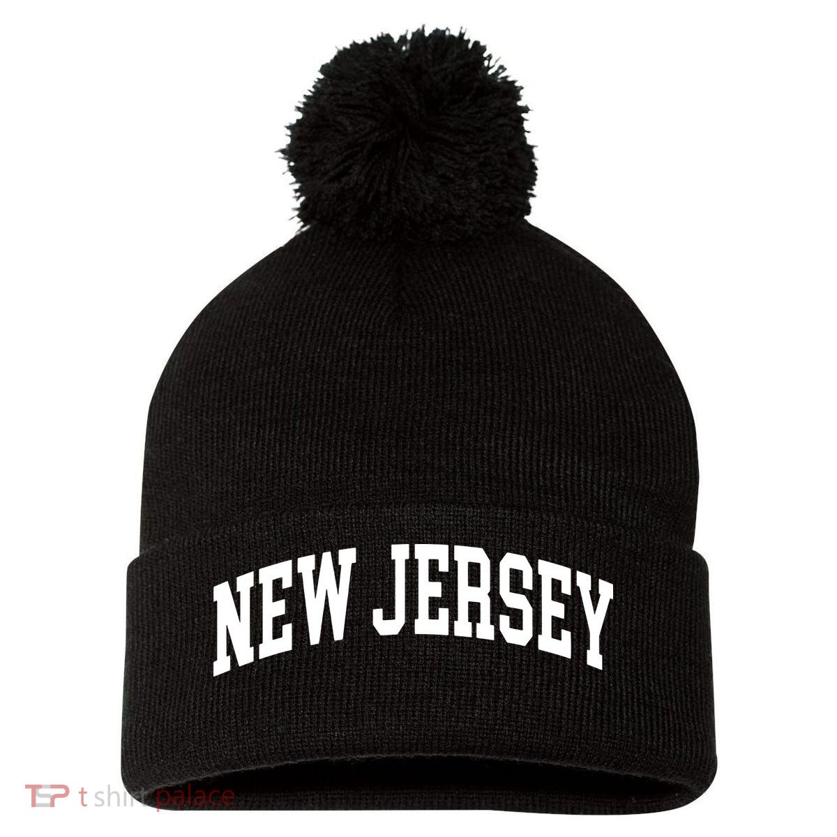 New Jersey Throwback Design Print Classic Pom Pom 12in Knit Beanie